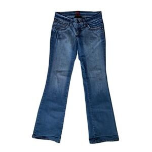 Y2K Rhinestone Bootcut Low Rise Jeans Size 5 Flap Pockets McBling Glam Britney